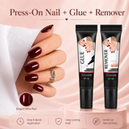 Nail Glue & Remover Kit | Quick-Dry Semi-Solid Press-On Nail Adhesive Gel – No UV Lamp Needed