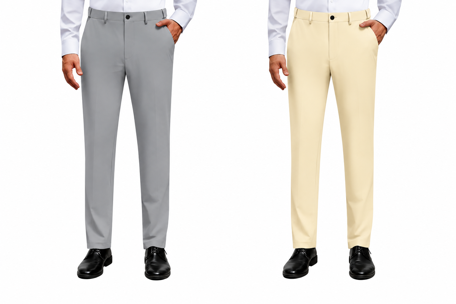 Alimens&Gentle Men's Stretch Dress Pants No Iron Golf Pants Expandable Waist Flat Front Business Casual Formal Pants