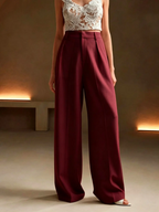 Women's Wide Leg Pants – Solid Color Elegant Trousers for Work & Casual Wear
