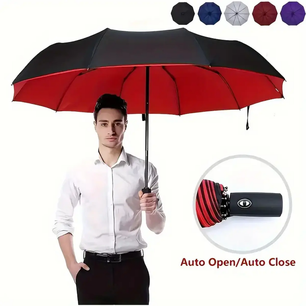 Automatic Folding Umbrella, 1 Count/60pcs Portable Rain Umbrella with Loop Buckle, Windproof & Waterproof Umbrella for Men & Women