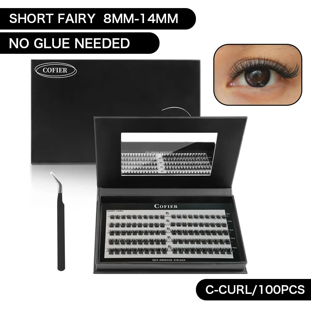 Cluster Lashes Kit – Jelly-Bond Self-Adhesive False Eyelashes with Tweezers