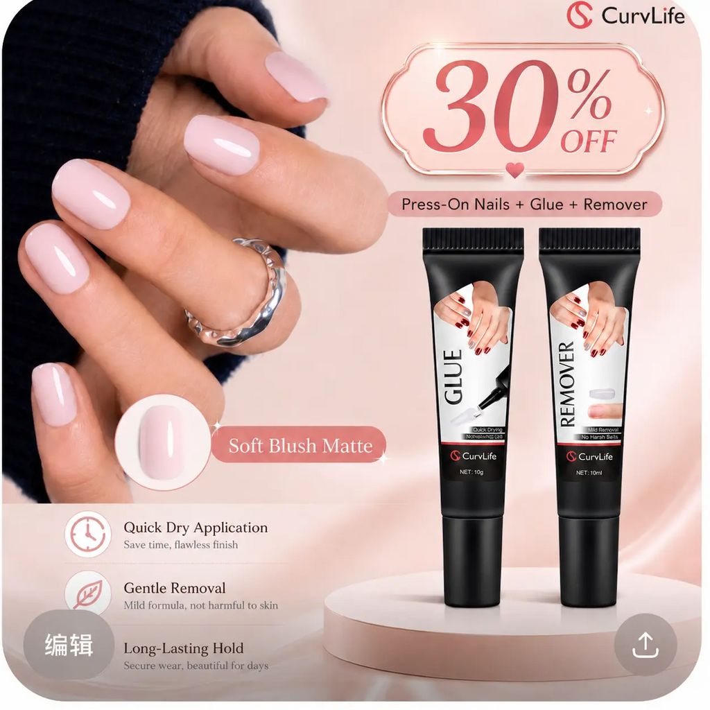 Nail Glue & Remover Kit | Quick-Dry Semi-Solid Press-On Nail Adhesive Gel – No UV Lamp Needed