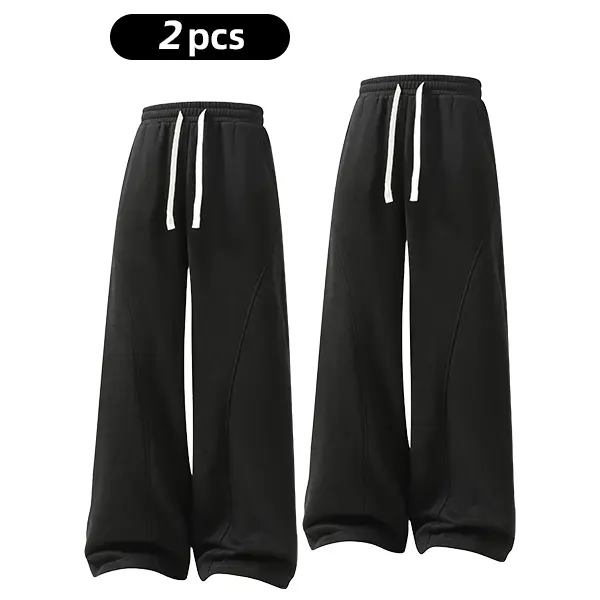 summervibes Men's Solid-Color Drawstring Pants with Curved Blade Design—Casual comfort, relaxed fit suitable for all seasons. Street-style men's trousers perfect for everyday wear and layering. Menswear Beige daily wear pant