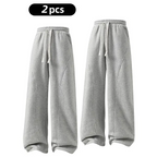 summervibes Men's Solid-Color Drawstring Pants with Curved Blade Design—Casual comfort, relaxed fit suitable for all seasons. Street-style men's trousers perfect for everyday wear and layering. Menswear Beige daily wear pant