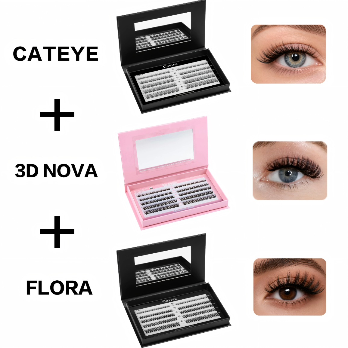 Cluster Lashes Kit – Jelly-Bond Self-Adhesive False Eyelashes with Tweezers