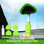 Car Windshield Cleaner – Extendable Handle, 180° Swivel Head & 3 Washable Microfiber Pads | Interior & Exterior