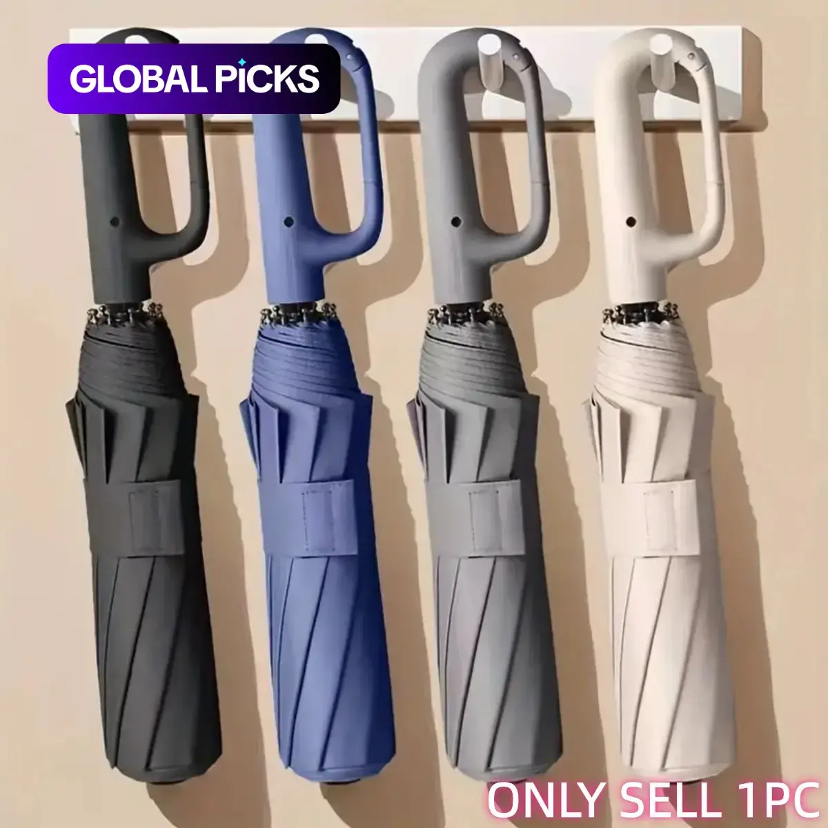 Automatic Folding Umbrella, 1 Count/60pcs Portable Rain Umbrella with Loop Buckle, Windproof & Waterproof Umbrella for Men & Women