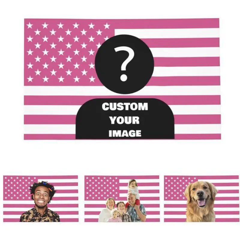 Personalized Pink American Flag Tapestry – Custom Photo Wall Art