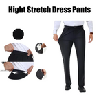 Alimens&Gentle Men's Stretch Dress Pants No Iron Golf Pants Expandable Waist Flat Front Business Casual Formal Pants