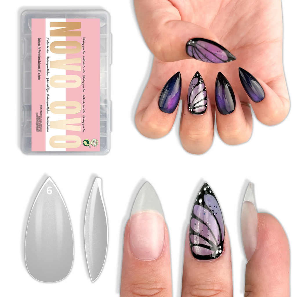 Short Sharp Stiletto Press-On Nail Tips – Extra Thick PMMA Soft Gel Full Cover