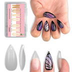 Short Sharp Stiletto Press-On Nail Tips – Extra Thick PMMA Soft Gel Full Cover