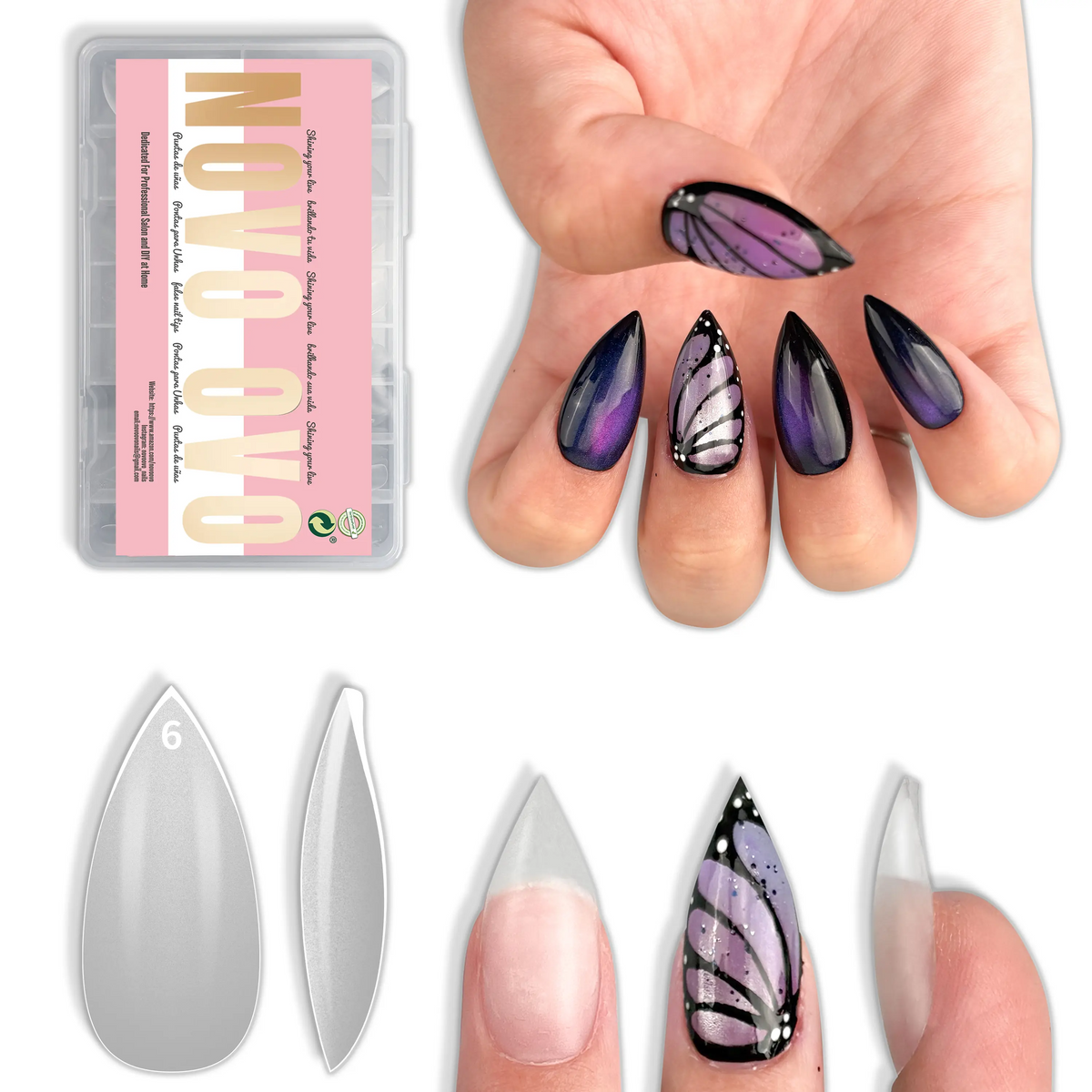 Short Sharp Stiletto Press-On Nail Tips – Extra Thick PMMA Soft Gel Full Cover