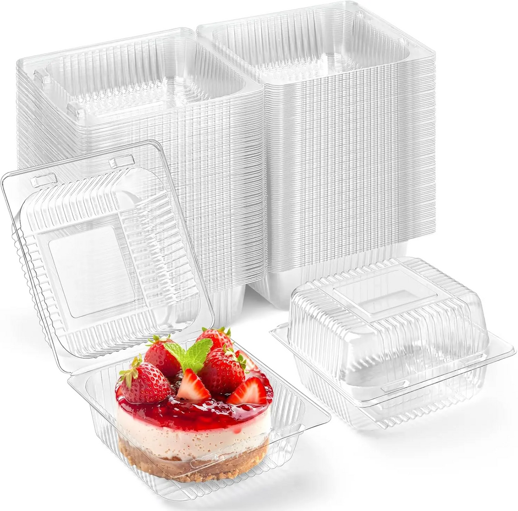 Clear Plastic Food Containers with Hinged Lids