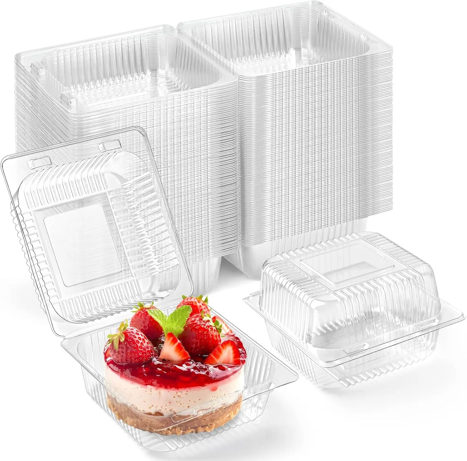 Clear Plastic Food Containers with Hinged Lids