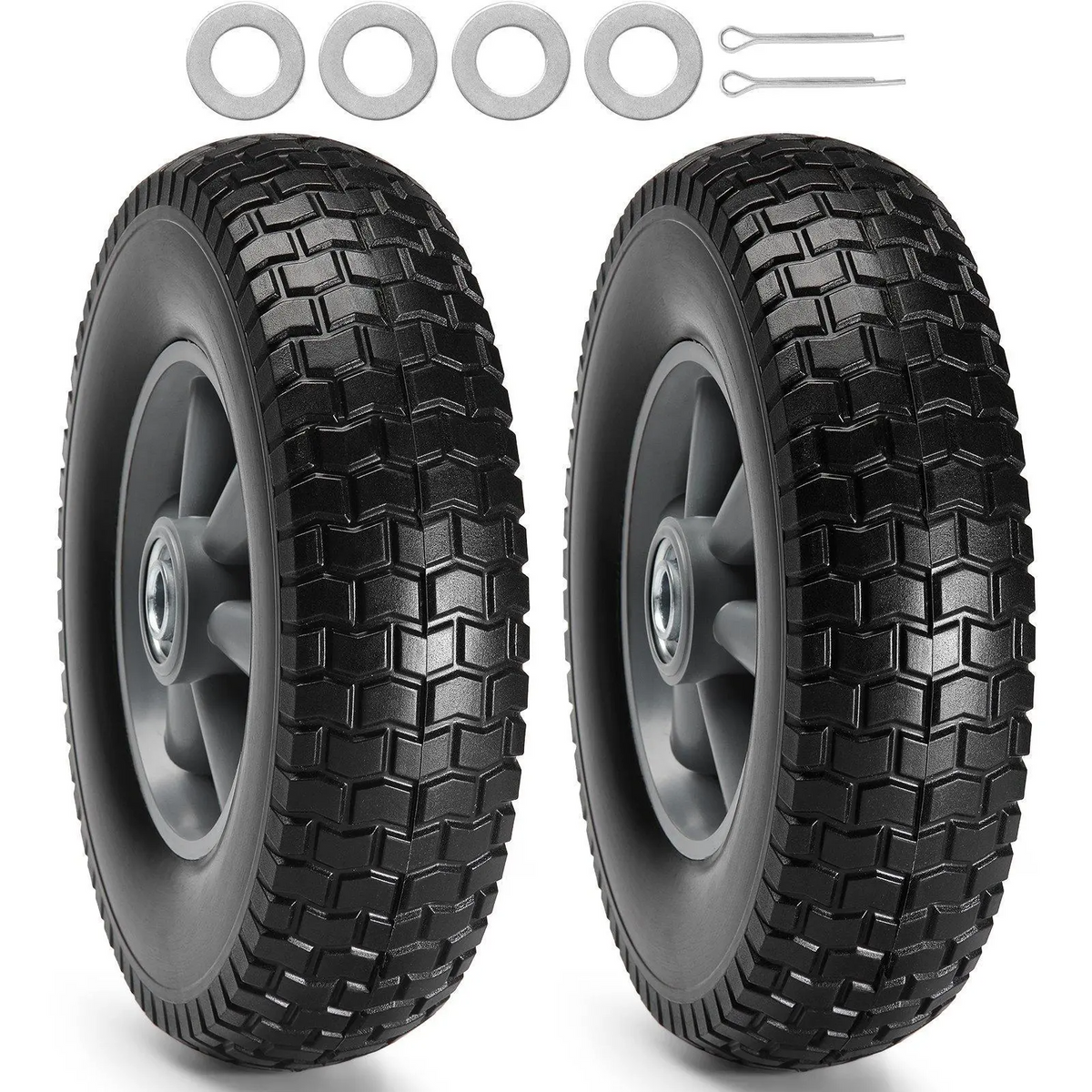 10" Solid PU Flat-Free Tire Wheel 2-Pack – 180–400 lb Load Capacity