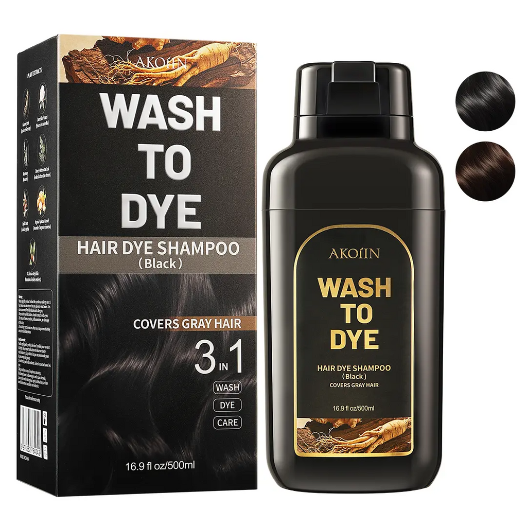 3-in-1 Herbal Hair Dye Shampoo – Ammonia-Free Gray Coverage, 500ml