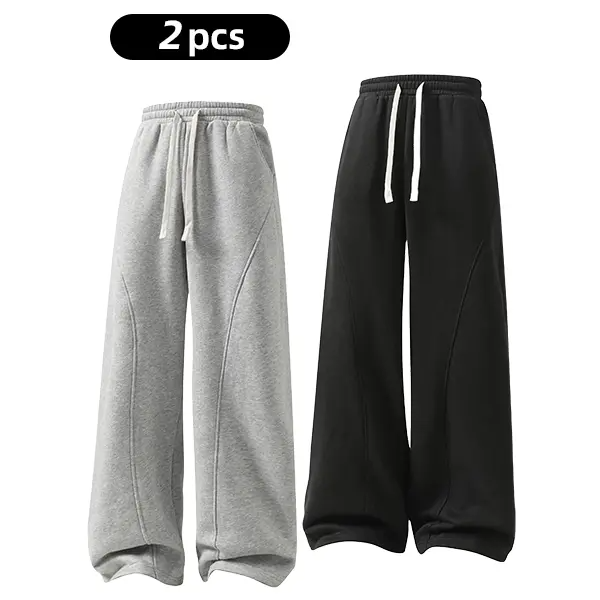 summervibes Men's Solid-Color Drawstring Pants with Curved Blade Design—Casual comfort, relaxed fit suitable for all seasons. Street-style men's trousers perfect for everyday wear and layering. Menswear Beige daily wear pant