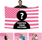 Personalized Pink American Flag Tapestry – Custom Photo Wall Art