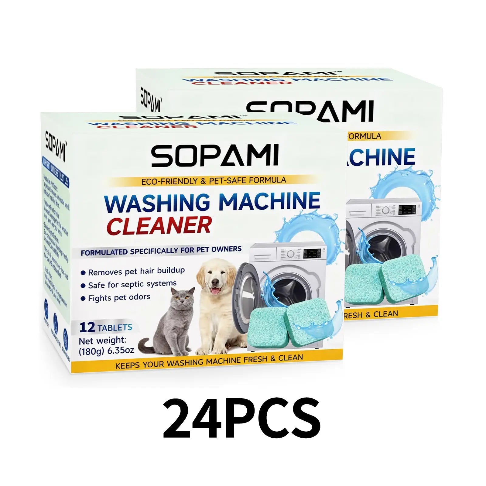Washing Machine Cleaner Tablets | SOPAMI Deep Clean, Odor Eliminator & Pet-Safe Eco Formula