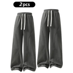 summervibes Men's Solid-Color Drawstring Pants with Curved Blade Design—Casual comfort, relaxed fit suitable for all seasons. Street-style men's trousers perfect for everyday wear and layering. Menswear Beige daily wear pant