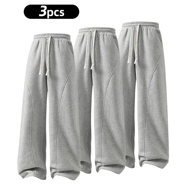 summervibes Men's Solid-Color Drawstring Pants with Curved Blade Design—Casual comfort, relaxed fit suitable for all seasons. Street-style men's trousers perfect for everyday wear and layering. Menswear Beige daily wear pant