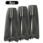 summervibes Men's Solid-Color Drawstring Pants with Curved Blade Design—Casual comfort, relaxed fit suitable for all seasons. Street-style men's trousers perfect for everyday wear and layering. Menswear Beige daily wear pant