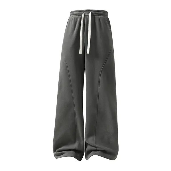 summervibes Men's Solid-Color Drawstring Pants with Curved Blade Design—Casual comfort, relaxed fit suitable for all seasons. Street-style men's trousers perfect for everyday wear and layering. Menswear Beige daily wear pant