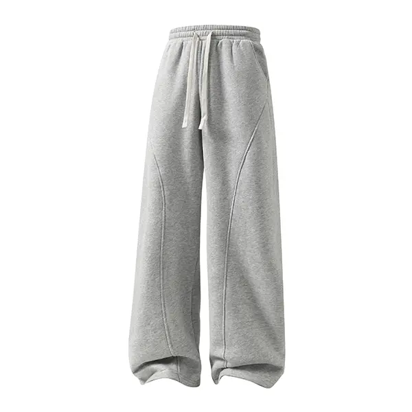 summervibes Men's Solid-Color Drawstring Pants with Curved Blade Design—Casual comfort, relaxed fit suitable for all seasons. Street-style men's trousers perfect for everyday wear and layering. Menswear Beige daily wear pant