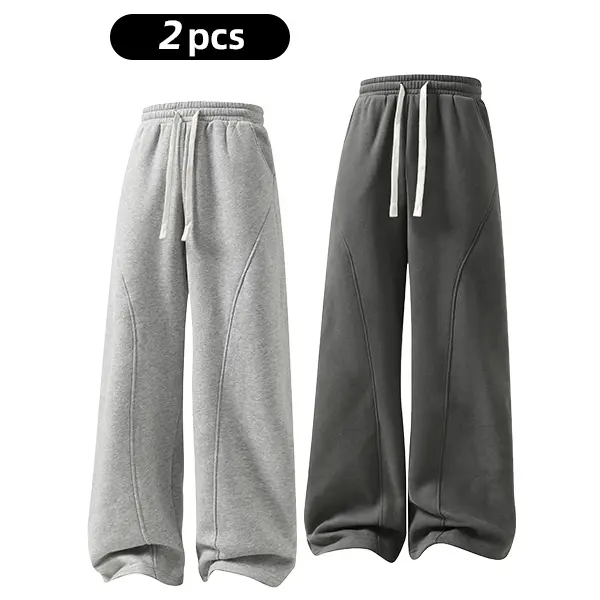 summervibes Men's Solid-Color Drawstring Pants with Curved Blade Design—Casual comfort, relaxed fit suitable for all seasons. Street-style men's trousers perfect for everyday wear and layering. Menswear Beige daily wear pant