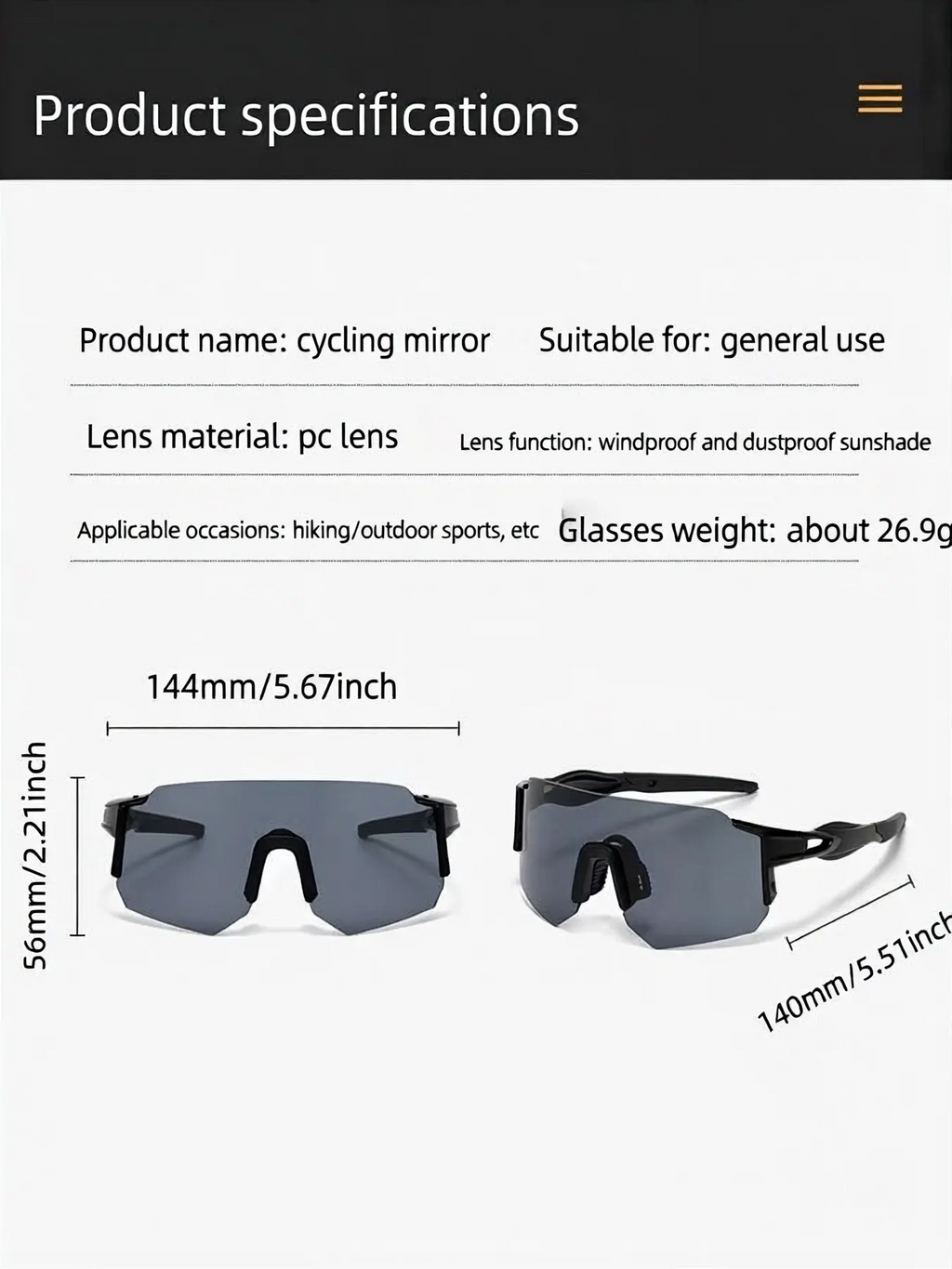 Cycling Sunglasses – Windproof UV Protection Sports Eyewear