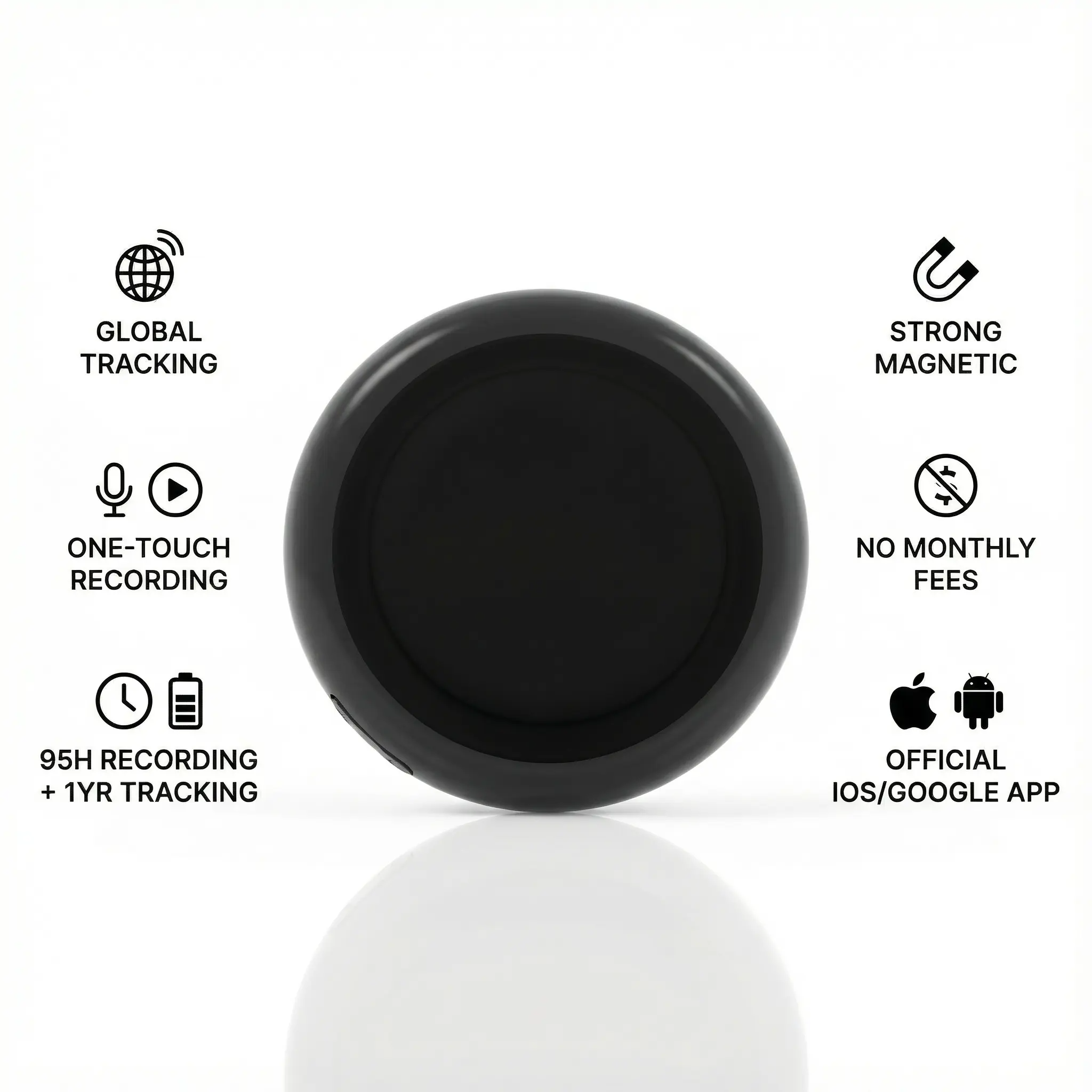 Global GPS Tracker with AI Audio Recorder – Magnetic, 96H Recording
