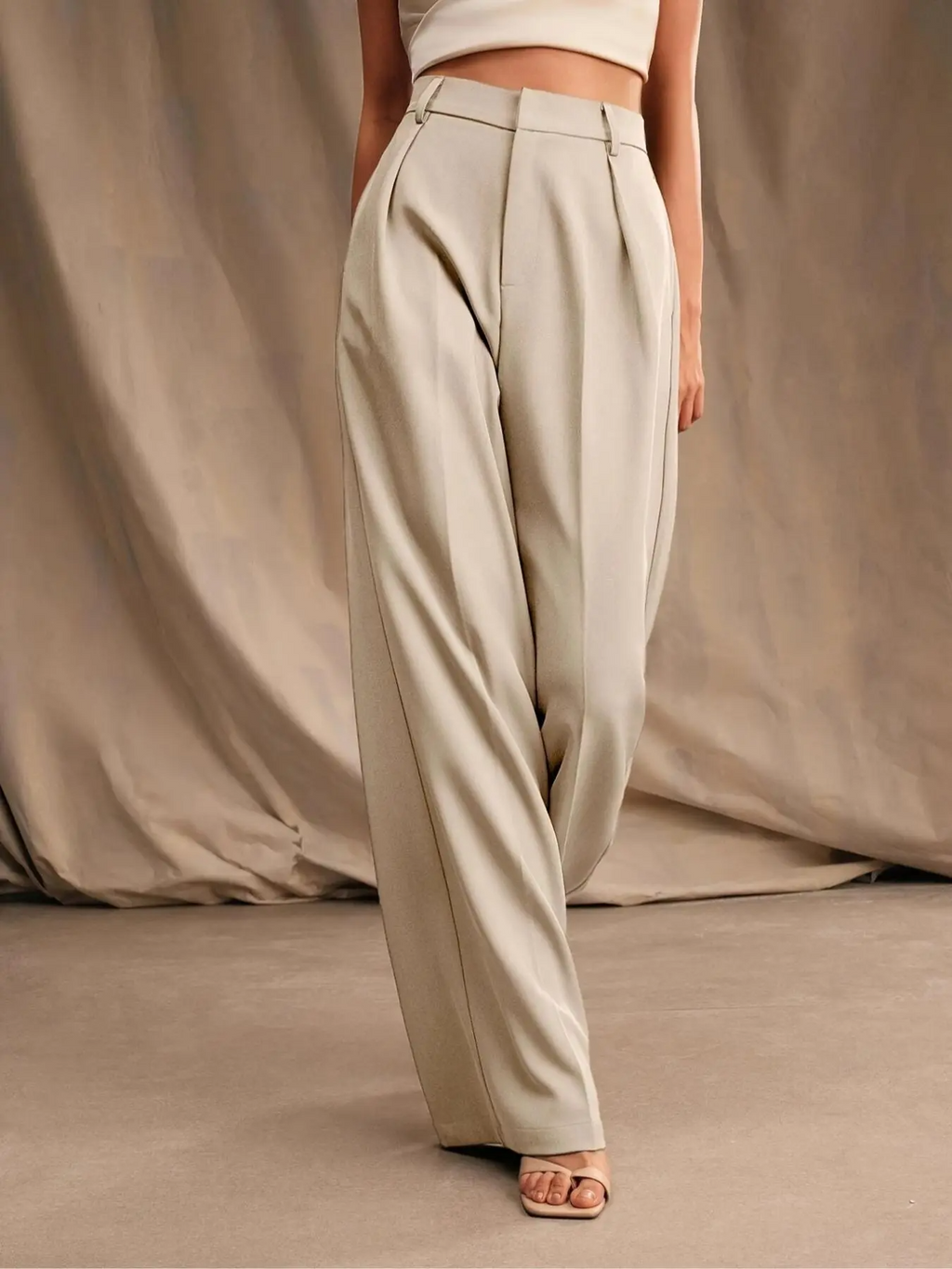 Women's Wide Leg Pants – Solid Color Elegant Trousers for Work & Casual Wear