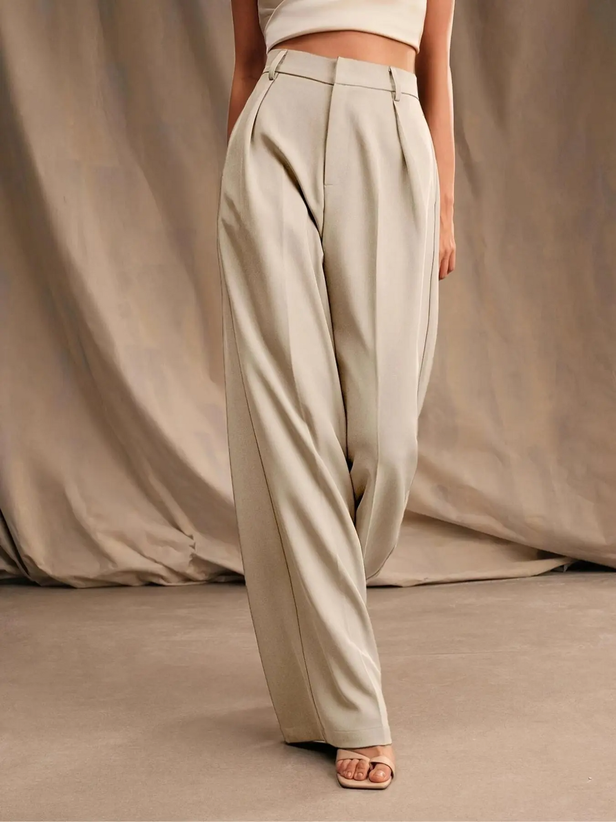 Women's Wide Leg Pants – Solid Color Elegant Trousers for Work & Casual Wear