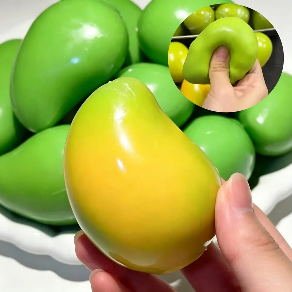 Mango Squishy Stress Ball | Heat-Activated Color Change & ASMR Crunchy Bead Fidget Toy