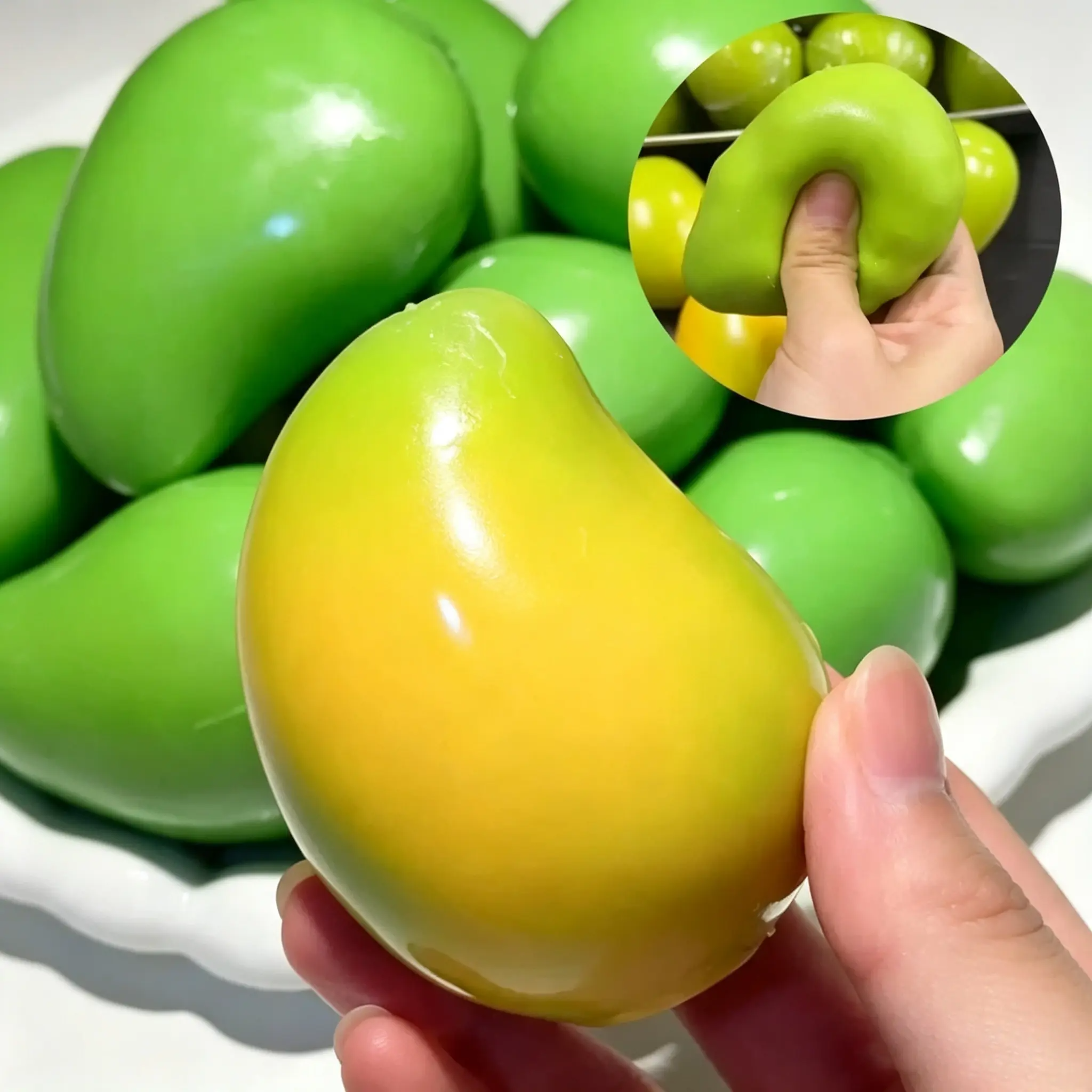 Mango Squishy Stress Ball | Heat-Activated Color Change & ASMR Crunchy Bead Fidget Toy