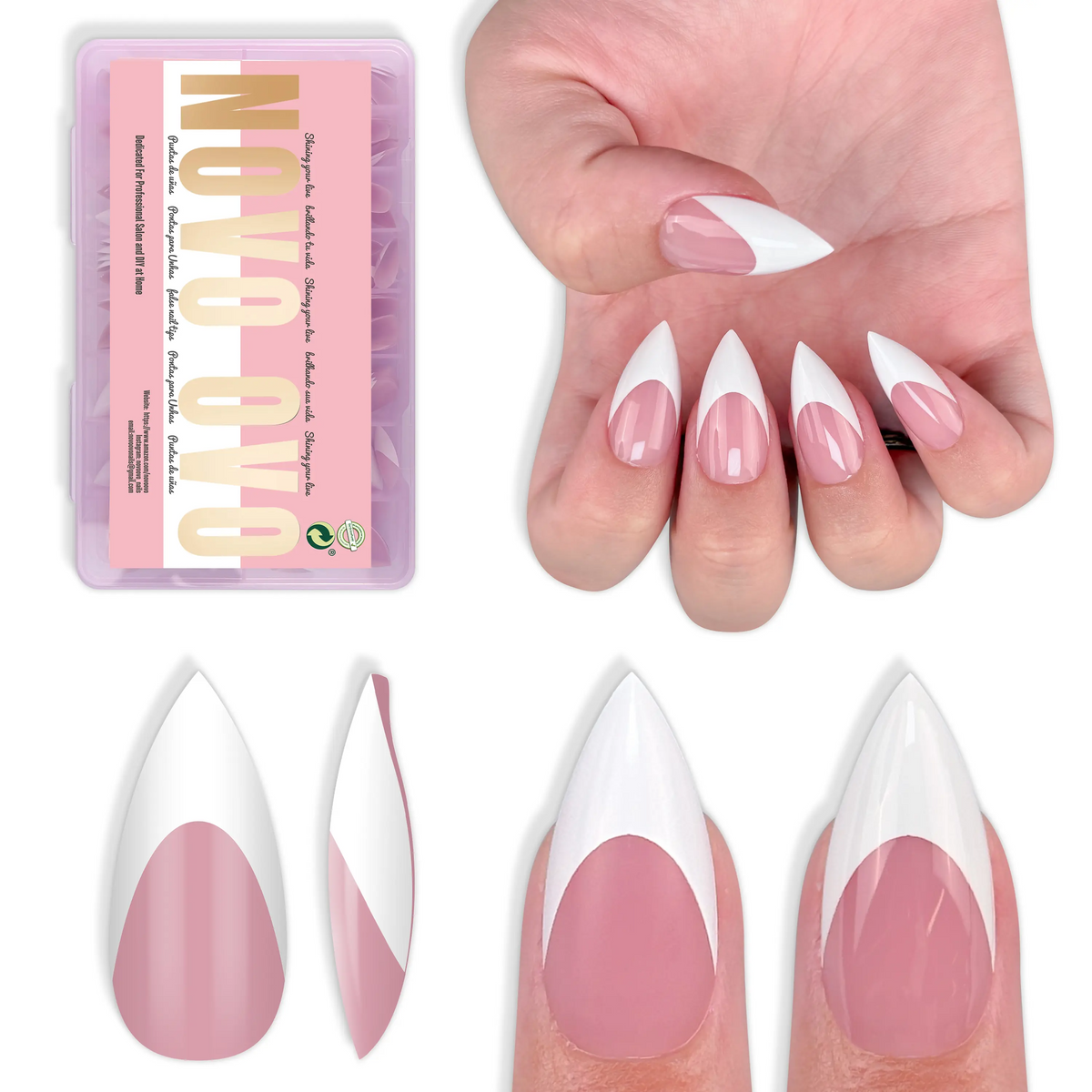 Short Sharp Stiletto Press-On Nail Tips – Extra Thick PMMA Soft Gel Full Cover