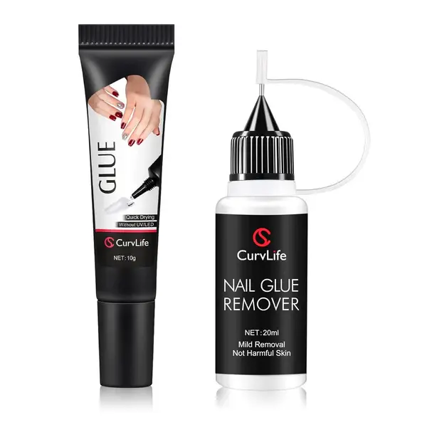 Nail Glue & Remover Kit | Quick-Dry Semi-Solid Press-On Nail Adhesive Gel – No UV Lamp Needed