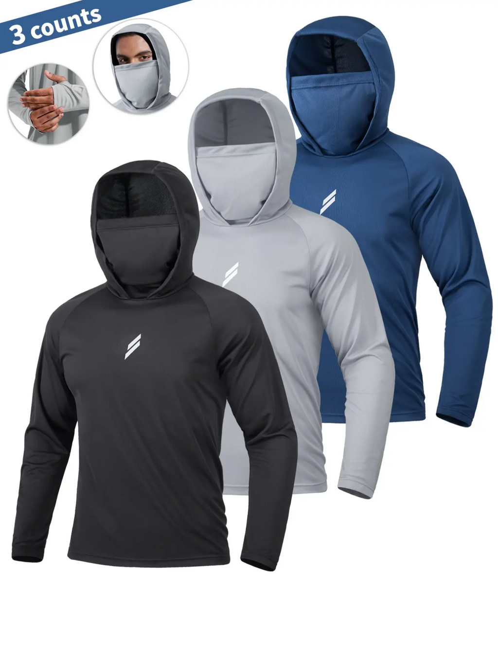 Men's Sun Protection Hoodie with Face Mask – UPF Quick-Dry Fishing Jacket | S–XXL