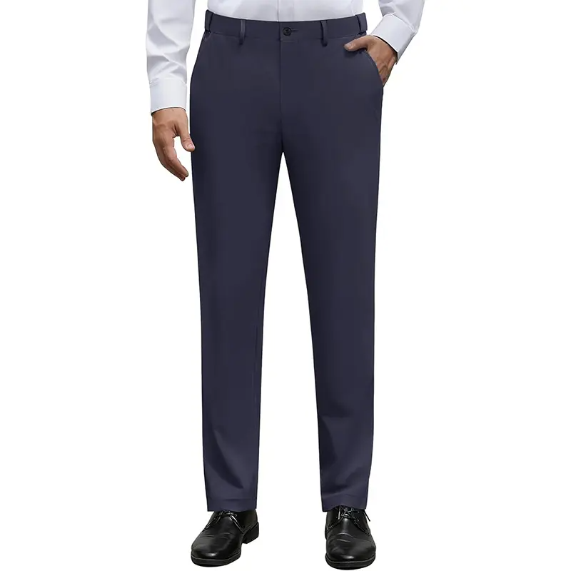 Alimens&Gentle Men's Stretch Dress Pants No Iron Golf Pants Expandable Waist Flat Front Business Casual Formal Pants