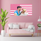 Personalized Pink American Flag Tapestry – Custom Photo Wall Art