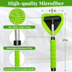 Car Windshield Cleaner – Extendable Handle, 180° Swivel Head & 3 Washable Microfiber Pads | Interior & Exterior