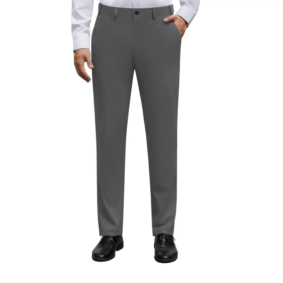 Alimens&Gentle Men's Stretch Dress Pants No Iron Golf Pants Expandable Waist Flat Front Business Casual Formal Pants