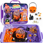 Klever Kits Sensory Bin for Toddlers – Sandbox with Lid, Glow-in-the-Dark Stones, 7 Themes