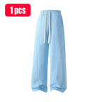 summervibes Men's Solid-Color Drawstring Pants with Curved Blade Design—Casual comfort, relaxed fit suitable for all seasons. Street-style men's trousers perfect for everyday wear and layering. Menswear Beige daily wear pant