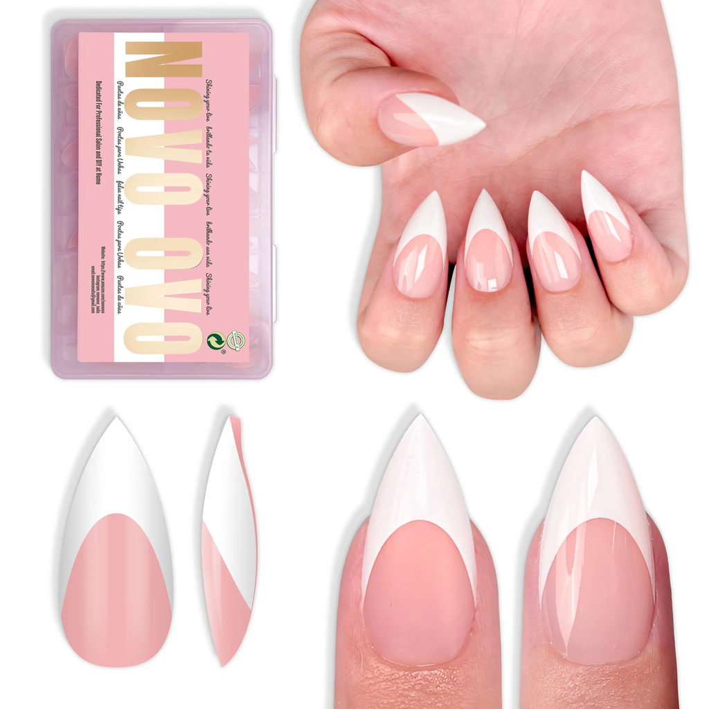 Short Sharp Stiletto Press-On Nail Tips – Extra Thick PMMA Soft Gel Full Cover