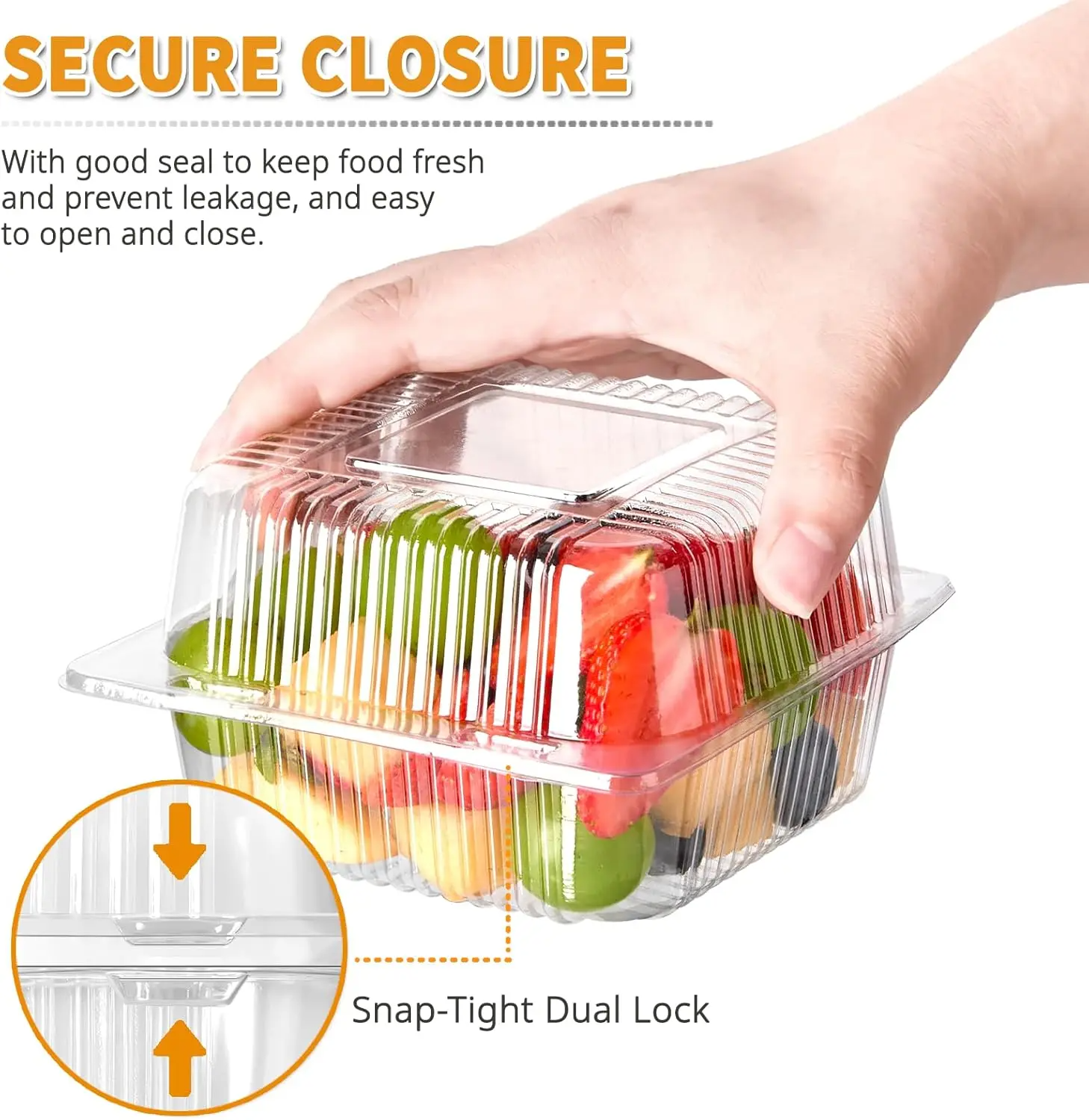 Clear Plastic Food Containers with Hinged Lids