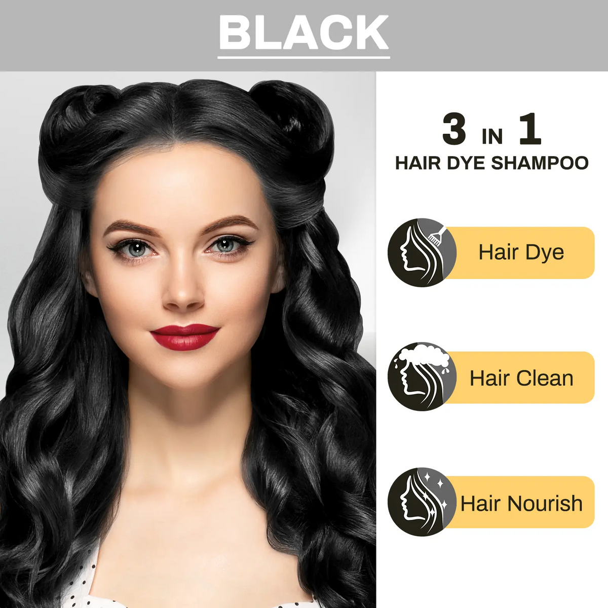 MEIDU 3-in-1 Herbal Hair Dye Shampoo – Ginseng, Grey Coverage, No Bleach
