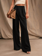Women's Wide Leg Pants – Solid Color Elegant Trousers for Work & Casual Wear