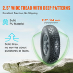 10" Solid PU Flat-Free Tire Wheel 2-Pack – 180–400 lb Load Capacity