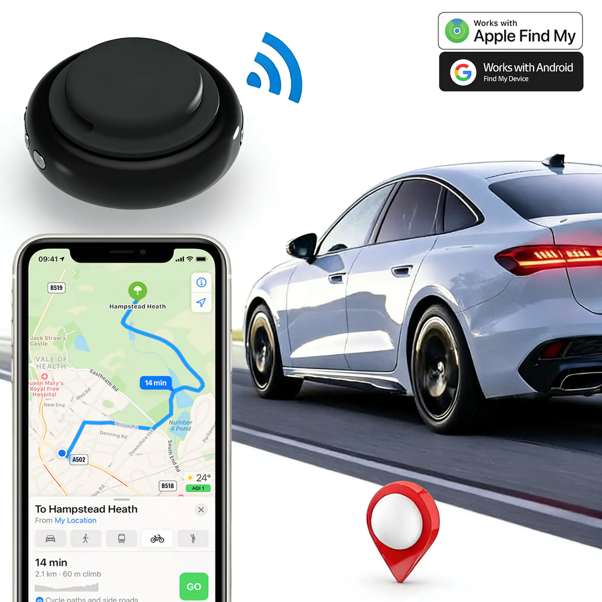 Global GPS Tracker with AI Audio Recorder – Magnetic, 96H Recording